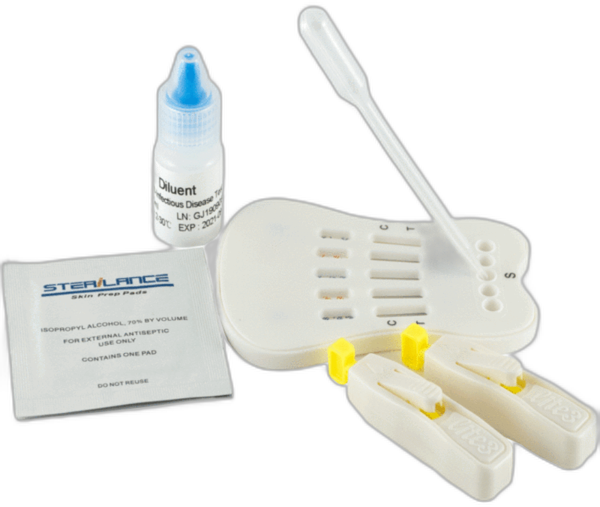 Швидкий тест для діагностики мульти-інфекції (ВІЛ, HBsAg, HBcAb, гепатит С, сифіліс), тест картка (цільна кров/сироватка/плазма), комплект: ITP41002 TC20, InTec